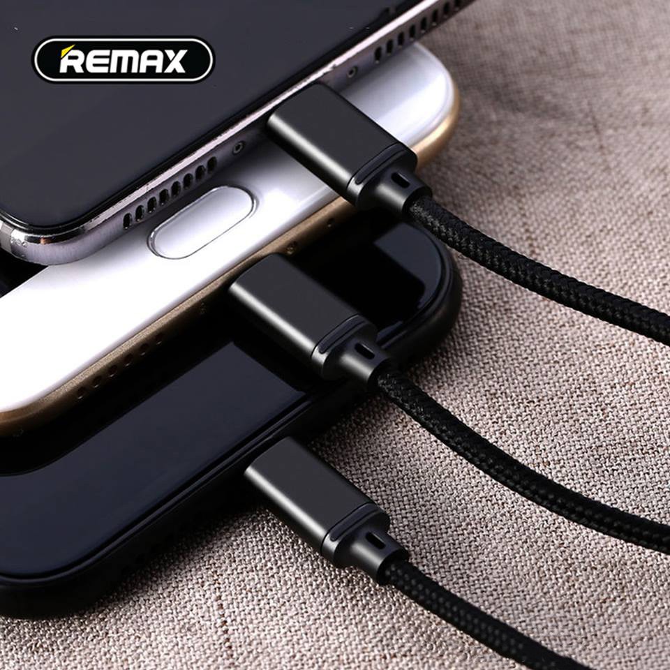 Cáp sạc nhanh thông minh đa năng 3 đầu Remax RC-131th (Lightning - Micro USB - Type C) dây dù siêu bền