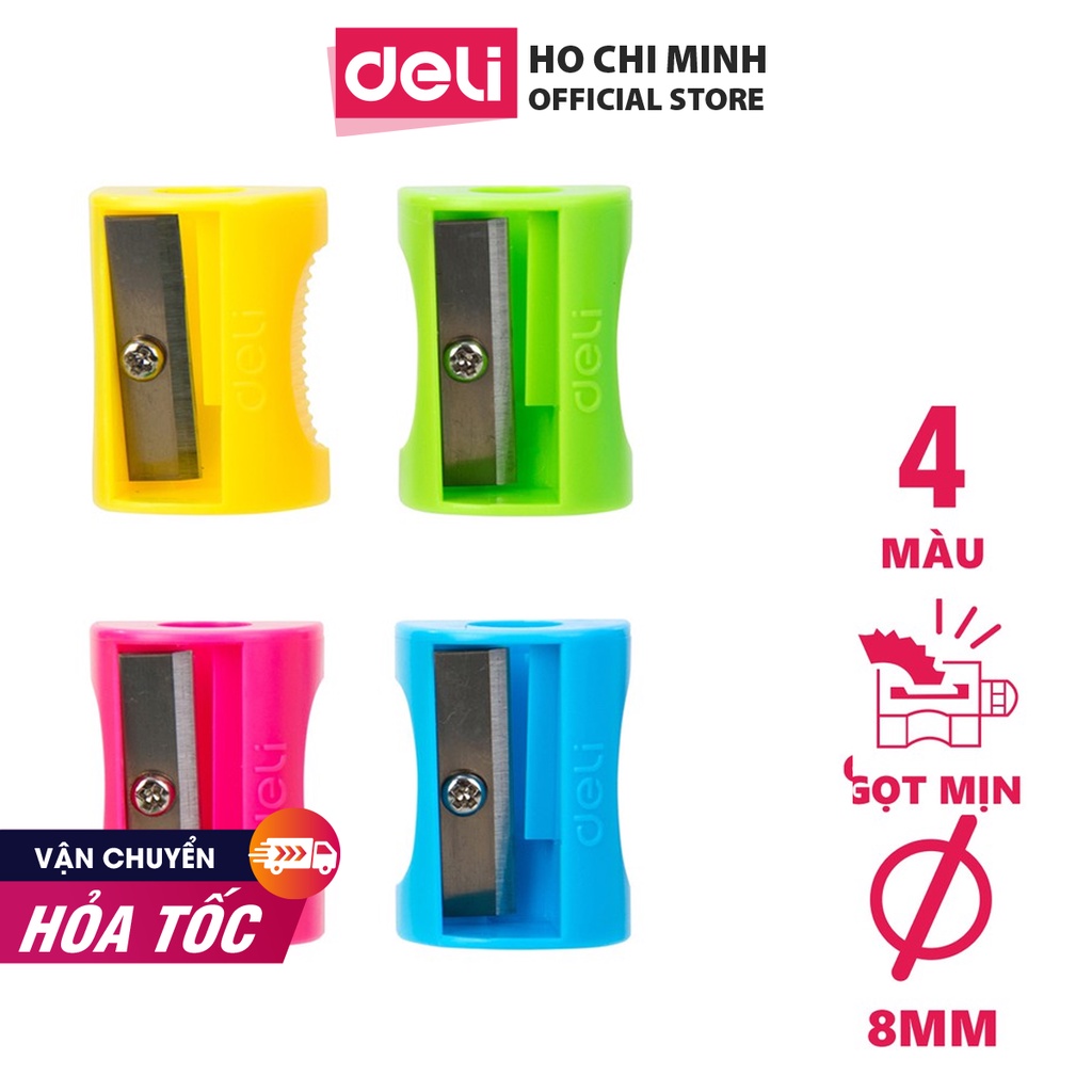 Gọt chì mini Deli - Xanh lá/Xanh dương/Hồng/Vàng - Combo 5 chiếc màu ngẫu nhiên - E0531