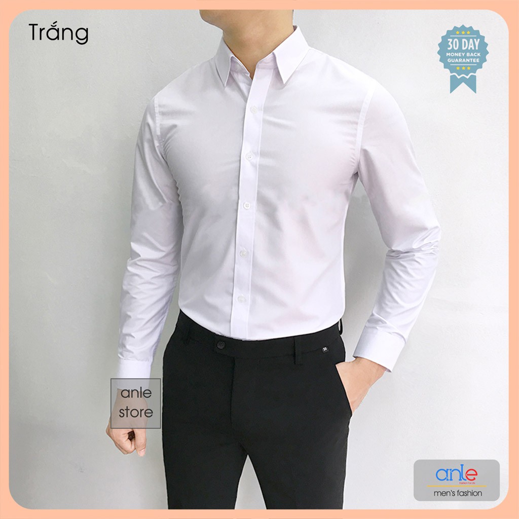 Áo sơ mi nam đẹp công sở LOUIS dài tay form Hàn Quốc cotton lụa cao cấp xuất khẩu màu trắng đen [Ảnh và Video Thật]