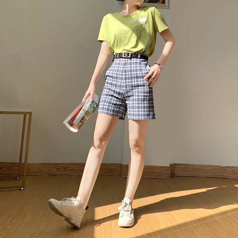 quần đùi nữ,quần đùi kẻ ca rô cao cấp phom chuẩn hàn sành điệu dáng cực xinh cho chị em | BigBuy360 - bigbuy360.vn