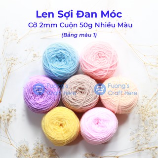 Len Sợi Đan Móc Cỡ 2mm Cuộn 50 gram (Bảng Màu 1)