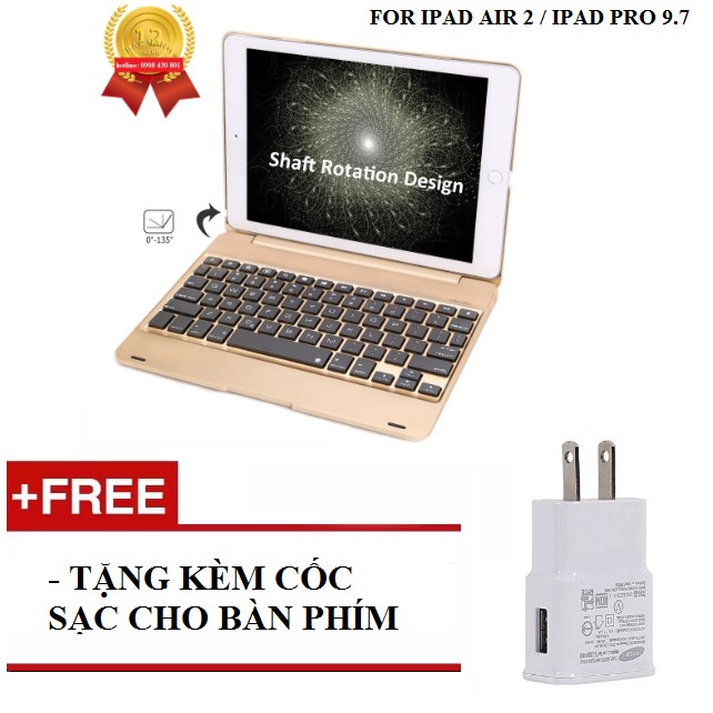 Bàn phím bluetooth cho ipad Air 2 và ipad pro 9.7 inch Tặng kèm cốc sạc