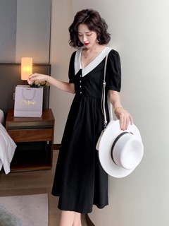 Váy đen cổ bẻ
