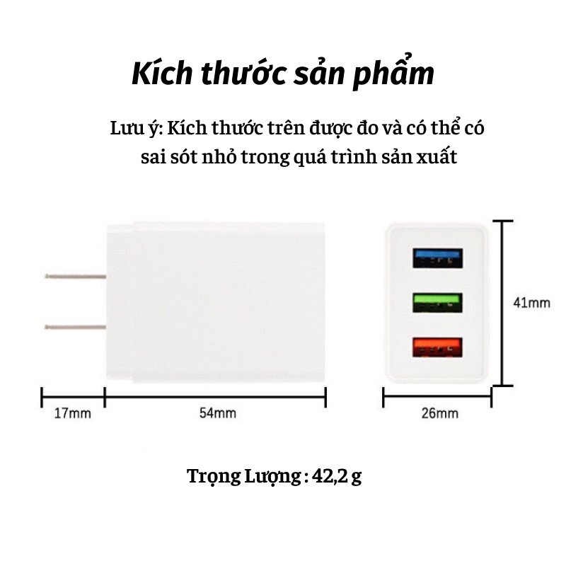 Củ Sạc Nhanh Sạc Điện Thoại Cổng USB Đa Năng Cao Cấp KHO GIA DỤNG TRẦN PHÚ