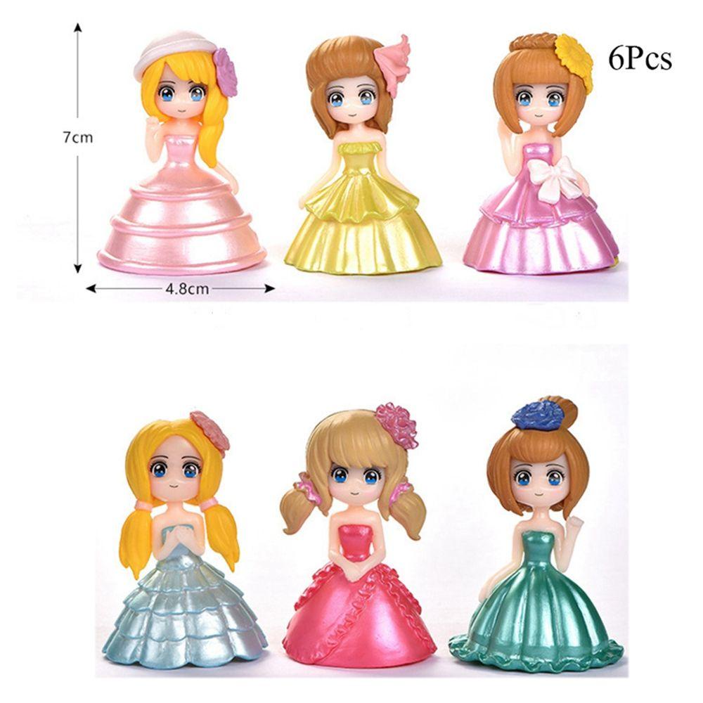 Set 6 Mô Hình Đầm Công Chúa Nhiều Màu Trang Trí Bánh Kem