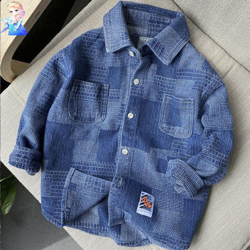 Áo Sơ Mi Denim Tay Dài Thời Trang Xuân Thu Phong Cách Phương Tây Kiểu Mới Dành Cho Bé Trai 2022