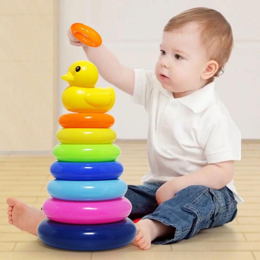 Đồ chơi tháp vịt xếp chồng 7 vòng tròn cho bé