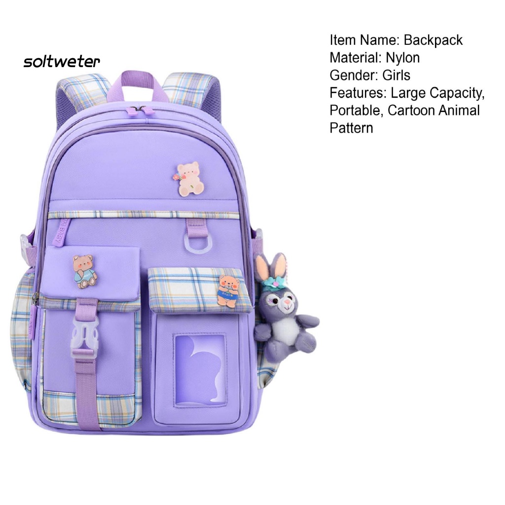 Ba Lô Đi Học Nhiều Ngăn Có Khóa Kéo Dễ Thương Cho Bé Gái