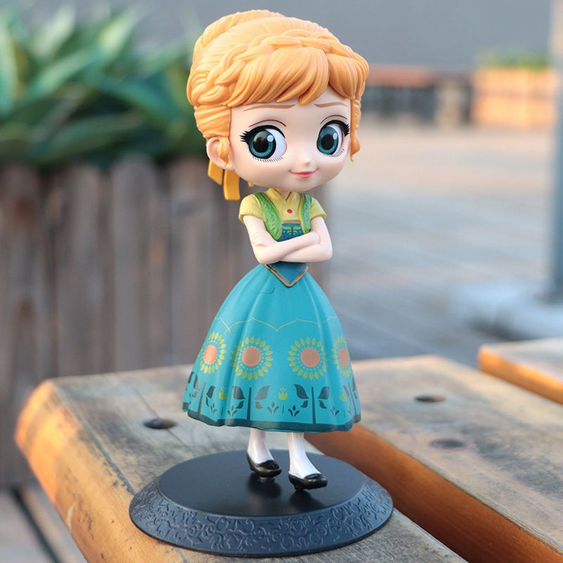 Công chúa Anna xanh lam nhựa PVC đặc làm đồ chơi, trưng bày, trang trí bàn làm việc, góc học tập