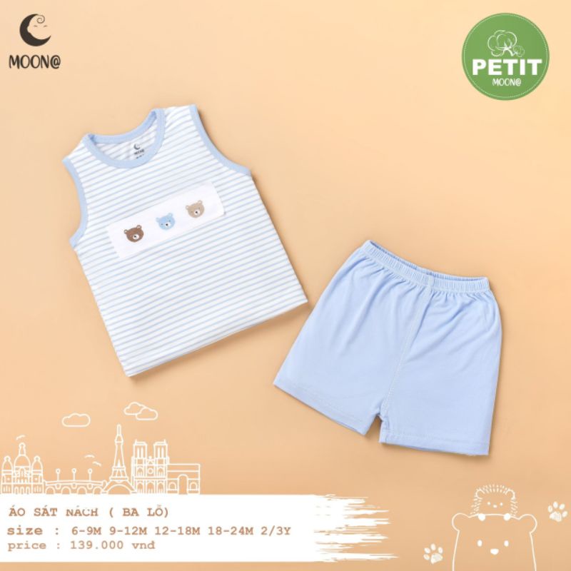 Bộ ba lỗ Moon petit bé trai, bé gái