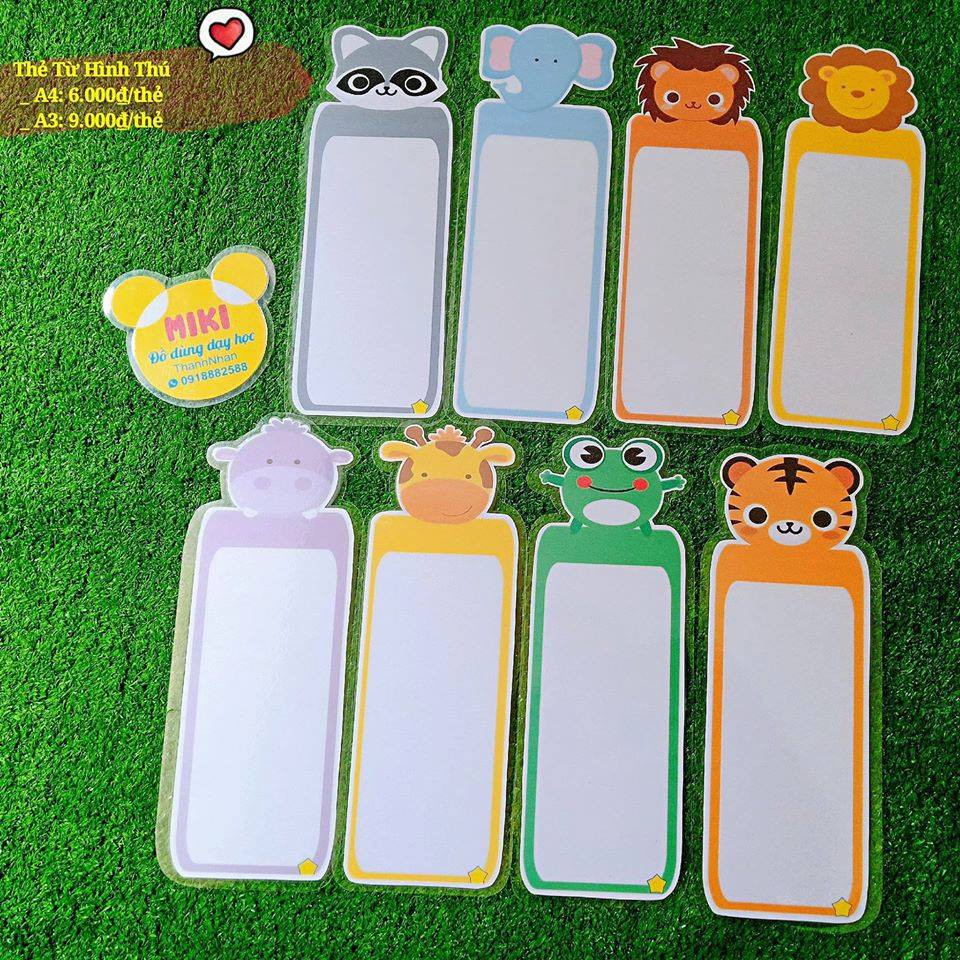 Thẻ từ thú dọc có đường kẻ mẫu hình dễ thương