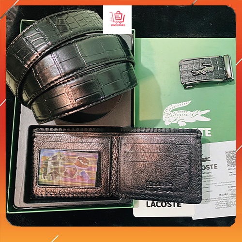 Combo Bộ Ví Da Thắt Lưng Nam Da Bò 100% Dập Vân Cá Sấu Cao Cấp