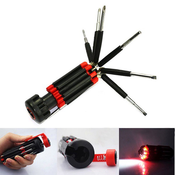 Bộ tua vít 8 trong 1 có đèn pin siêu sáng (chưa bao gồm pin) - HV Store 057