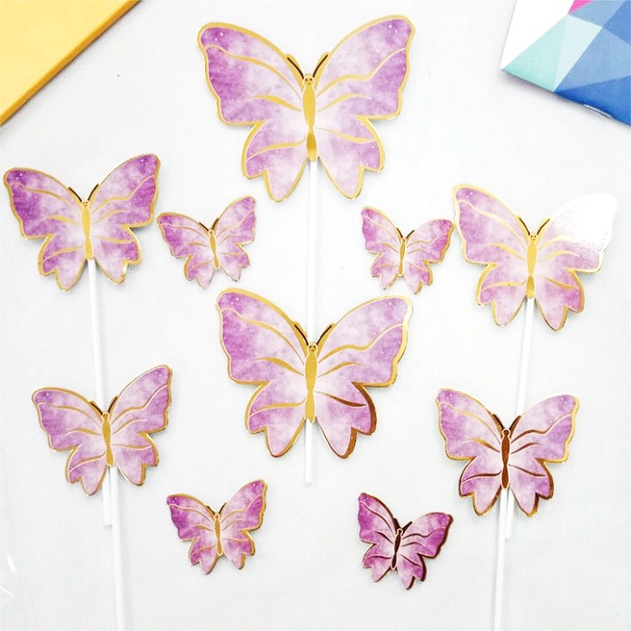 phụ kiện bánh kem [FREESHIP❤️] sét 10 bướm giấy ánh kim
