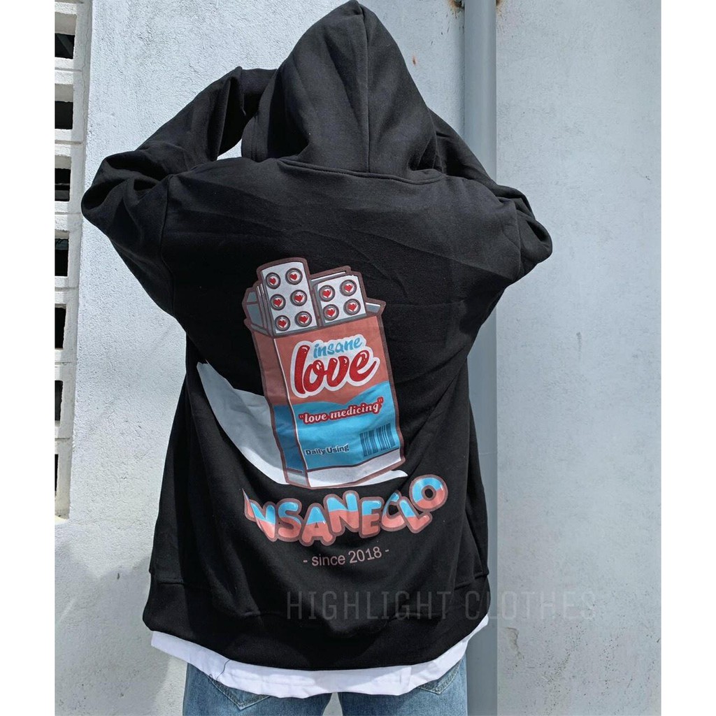 Áo khoác hoodie nữ form rộng có dây kéo Love 4YOUNG FASHION