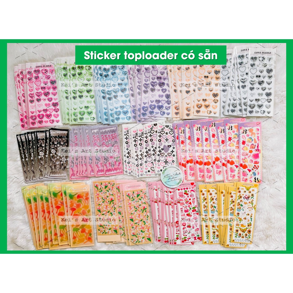 Sticker trang trí toploader: kuromi, melody, confetti, gấu, bướm, hoa dễ thương