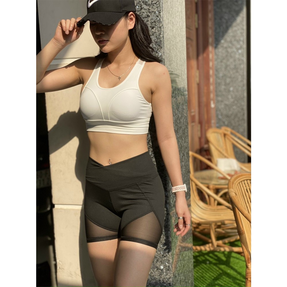 Quần đùi phối lưới co giãn tốt (đồ tập gym-yoga nữ)