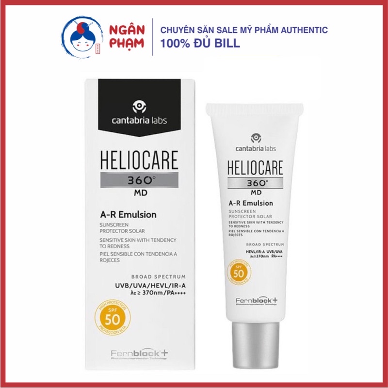 Kem chống nắng cho da nhạy cảm, dầu mụn, treatment Heliocare A-R Emulsion SPF50+ 50ml