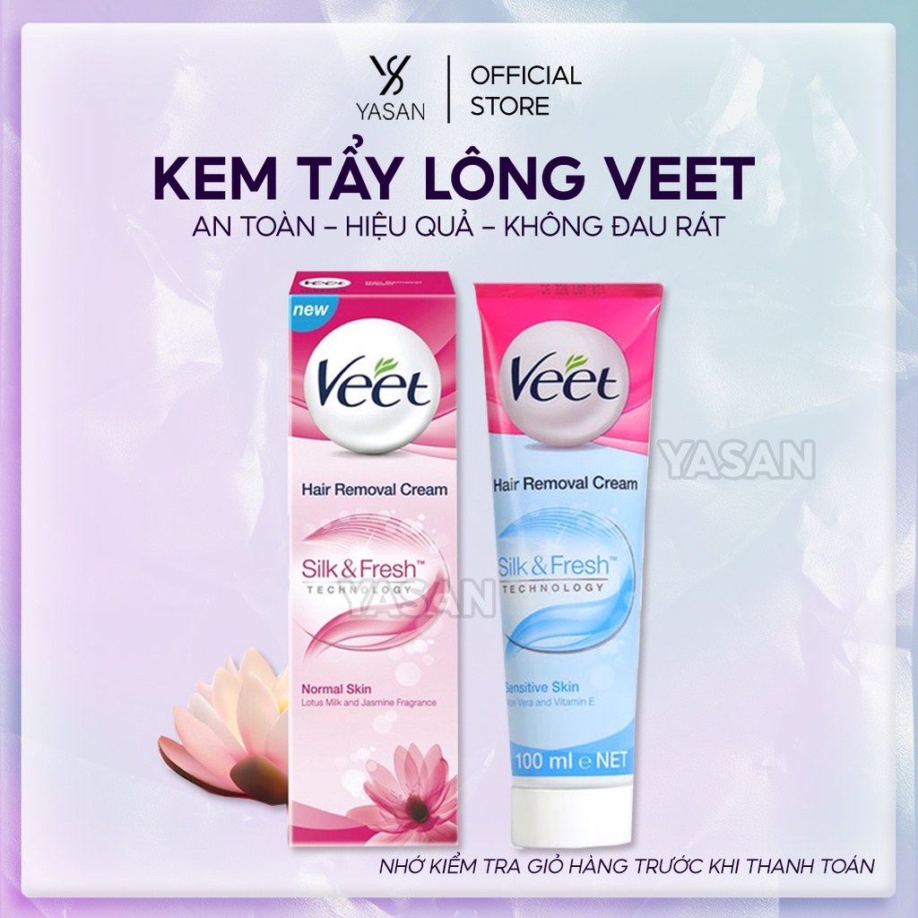 Kem tẩy lông triệt lông Veet Pháp 100ml tẩy lông nách, tay, chân hiệu quả Yasan