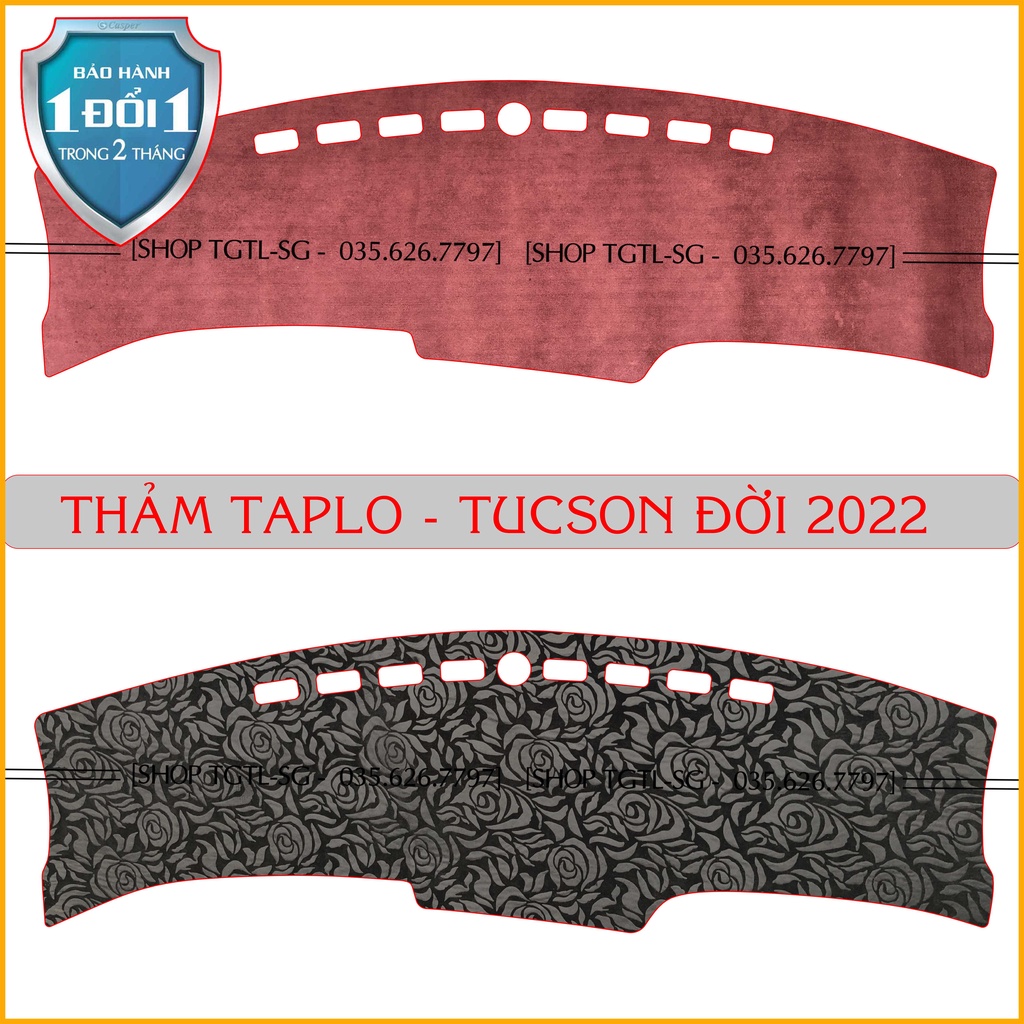 [Tucson đời 2022] Thảm taplo ô tô loại da vân gỗ,da cacbon,da nỉ đen và nhung lông cừu chống nắng dày 3 lớp