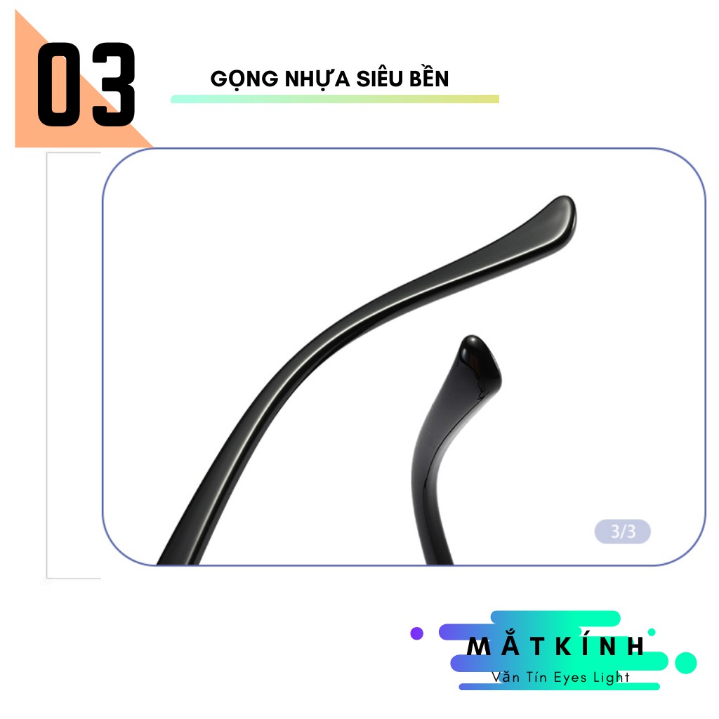 Mắt kính thời trang Eyes Light T430 gọng kính cận nam nữ mắt tròn càng nhựa chữ V 2 chấm gốc | BigBuy360 - bigbuy360.vn