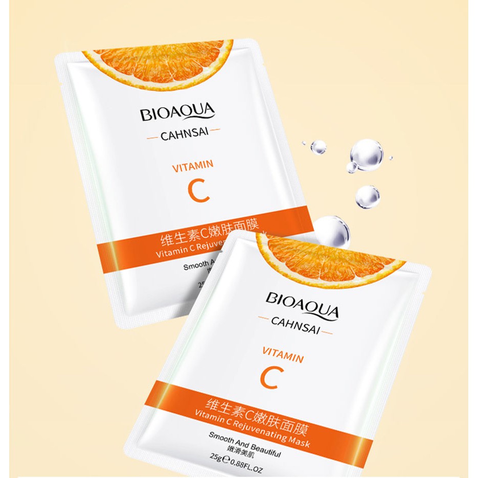 [RẺ VÔ ĐỊCH] Mặt nạ giấy chiết suất cam vàng Vitamin C dưỡng da mụn cấp ẩm thải độc Bioaqua | Thế Giới Skin Care