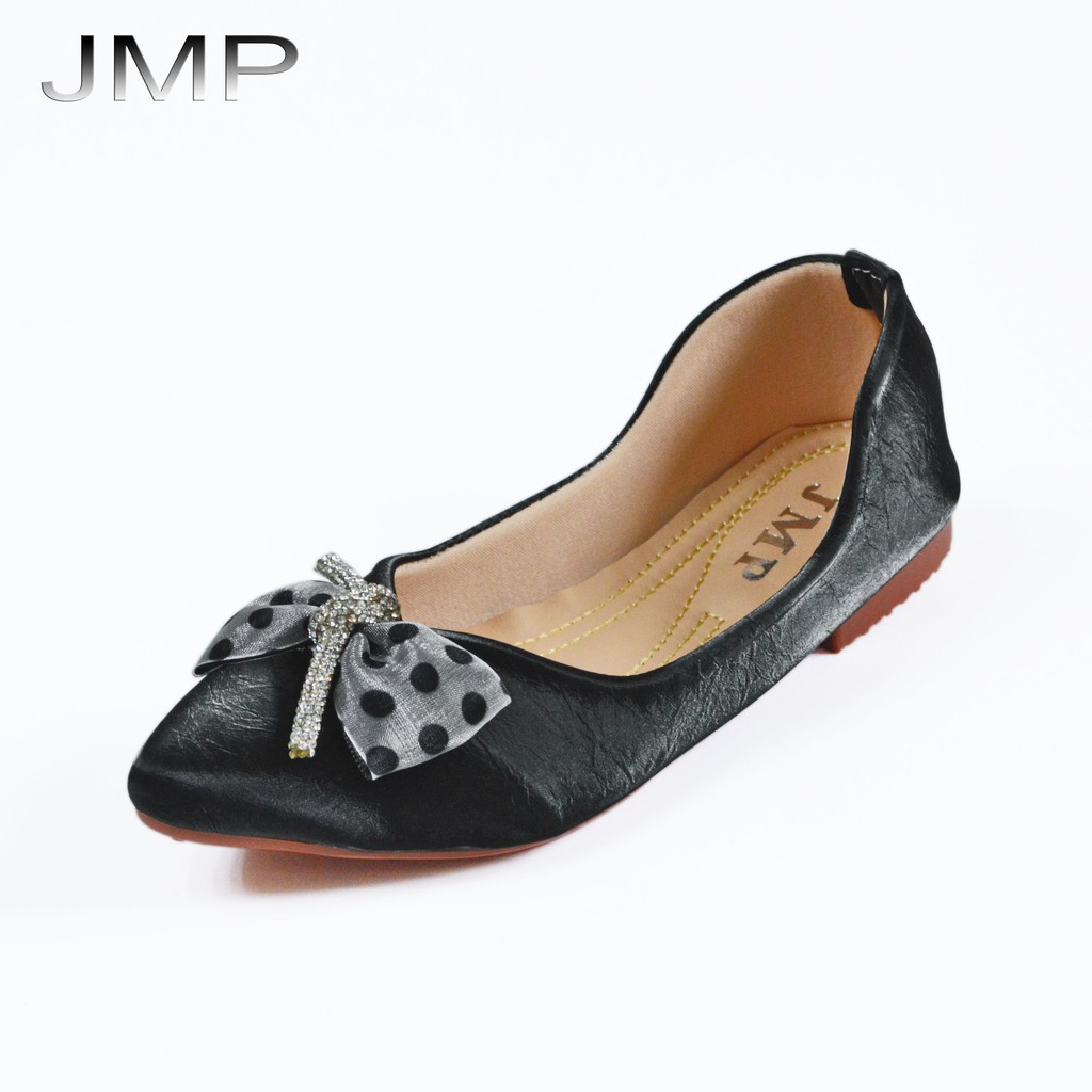JMP - Giày Búp Bê Đế Bệt Đình Nơ Chấm Bi cao 1cm - CH174