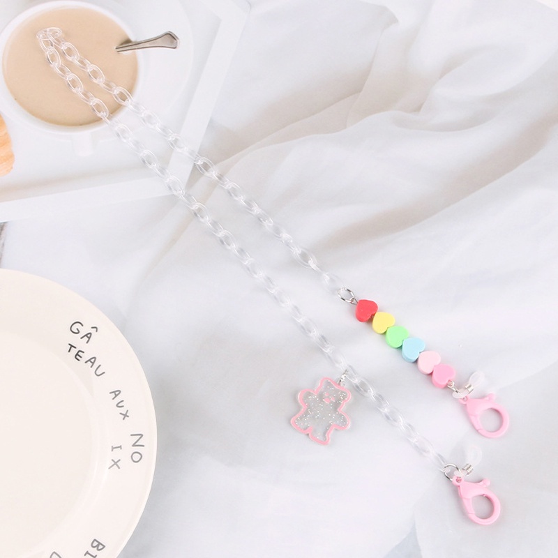 Dây đeo mắt kính đính hạt trong suốt chống thất lạc