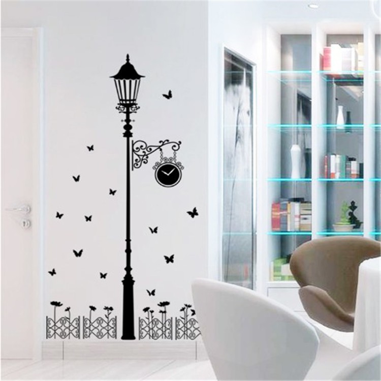 Decal Dán Tường Hình Trụ Đèn Đường - Trang Trí Decor Phòng Ngủ - Trang Trí Dán Tường Phòng Khách - Min STORE