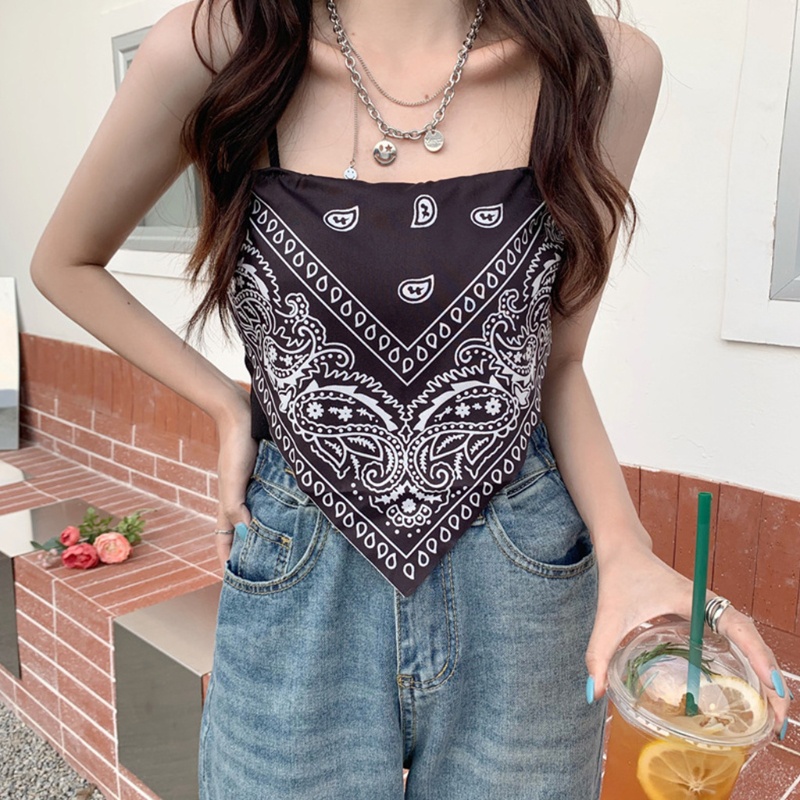 Áo Ống Dây Mảnh Mùa Hè In Họa Tiết Lá Cây Phong Cách Boho Gợi Cảm Cho Nữ