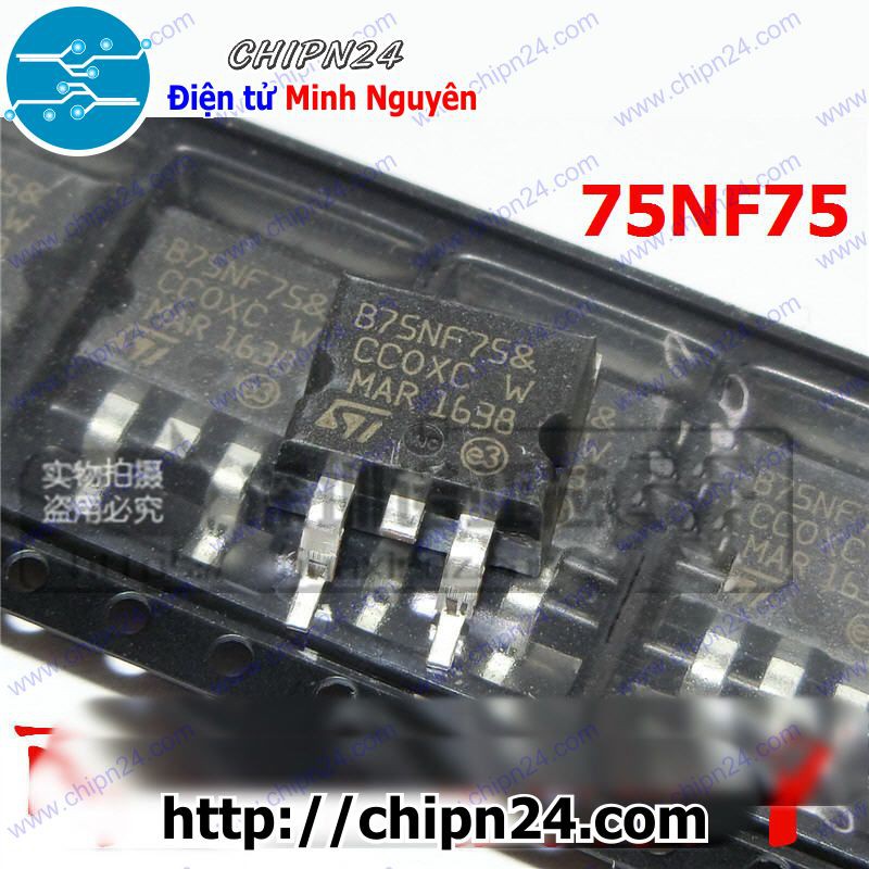 [1 CON] Mosfet Dán 75NF75 TO-263 75A 75V Kênh N (P75NF75 STB75NF75)