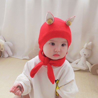 SET NÓN LEN 2 TAI THỎ NHỎ KÈM KHĂN CỔ CHO BÉ