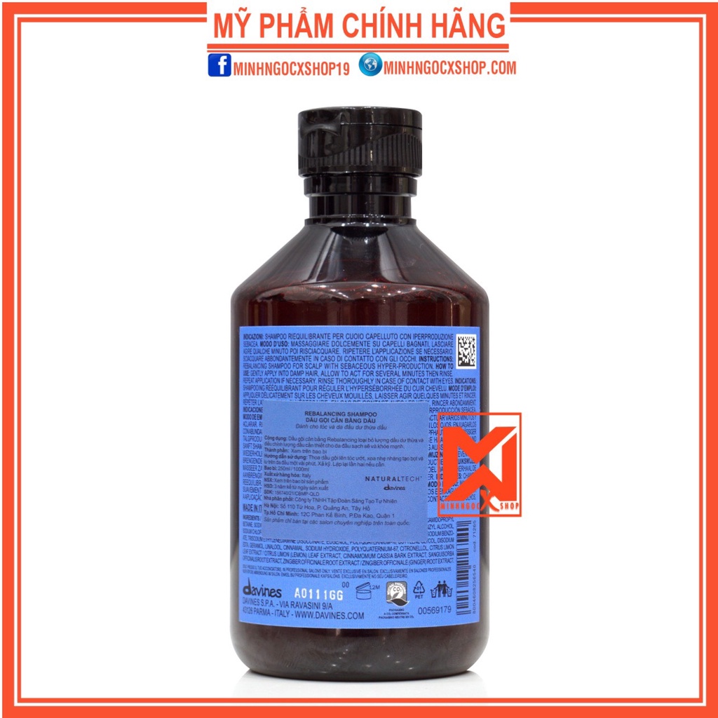 Dầu gội cân bằng dầu DAVINES Rebalancing 250ml chính hãng