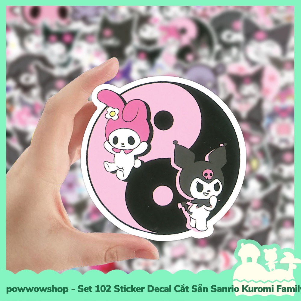 [Sẵn VN - Hỏa Tốc] Set 102 Sticker Mini Decal Dán Trang Trí Vật Dụng Mẫu Nhân Vật Hoạt Hình Sanrio Kuromi Dark Queen