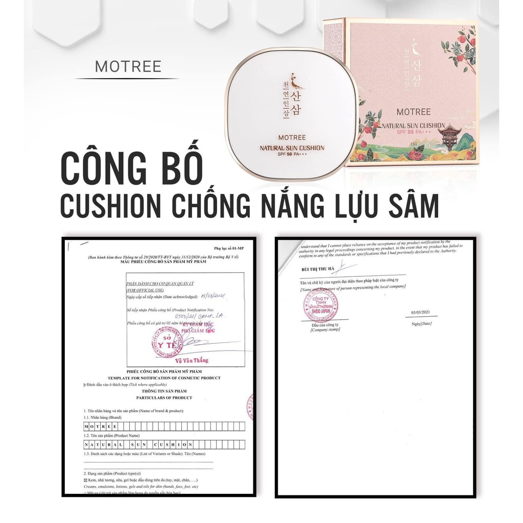 CUSHION Chống Nắng LỰU SÂM - Cushion Motree Phấn Phủ dưỡng da che khuyết điểm SPF 50+ PA+++ | BigBuy360 - bigbuy360.vn