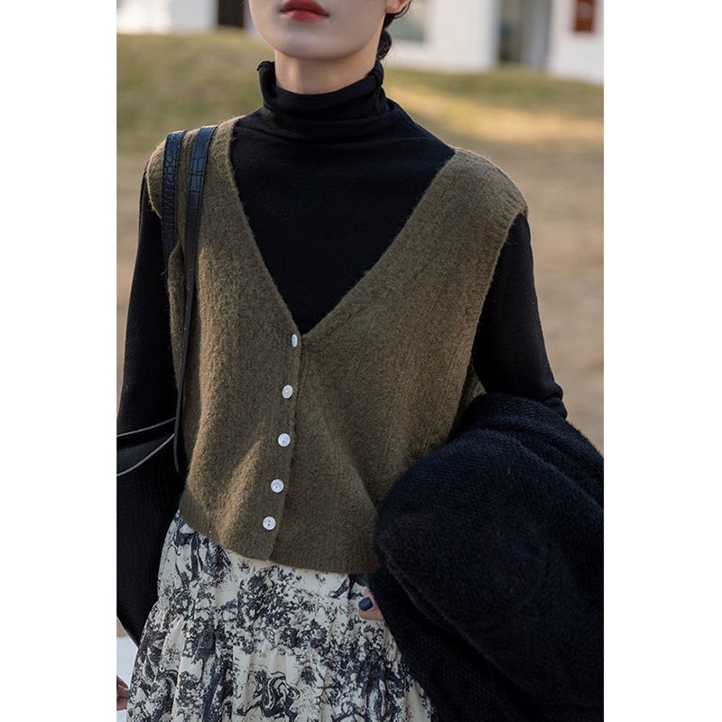 Áo sweater Dệt Kim Sát Nách Cổ Chữ v Phong Cách Harajuku | BigBuy360 - bigbuy360.vn