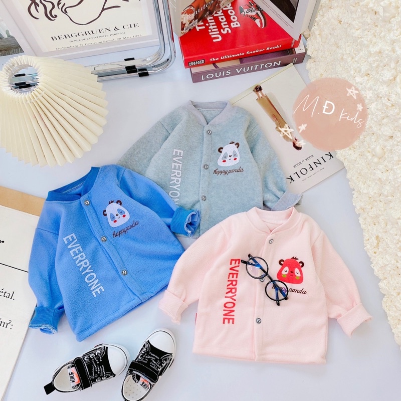 Áo khoác cổ trụ chất nỷ bông 2 mặt cho bé (4-12kg)