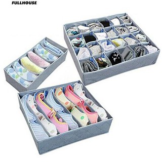 Set 3 Hộp Vải Than Tre Dùng Để Đựng Đồ Lót / Vớ Đa Năng Tiện Dụng