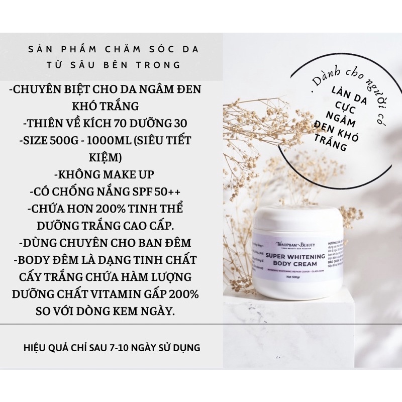 |SIÊU KÍCH TRẮNG| Kem dưỡng da boby kích trắng bật tông Super Whitening Body Cream – Thảo Phạm Beauty