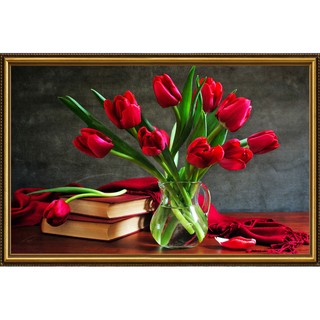 Tranh dán tường 3D VTC Lọ hoa Tulip LunaCV-0323K kim sa