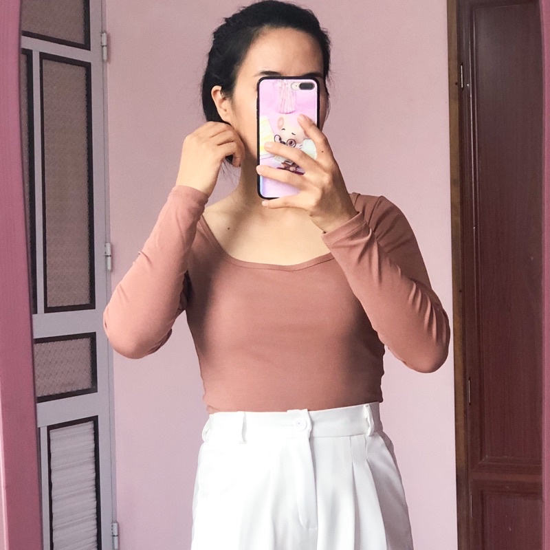 Áo Thun Nữ Dài Tay Dáng Ôm, Áo Body Cổ U Mặc Thu Đông, chất bozip co giãn thoải mái[ảnh và video thật]