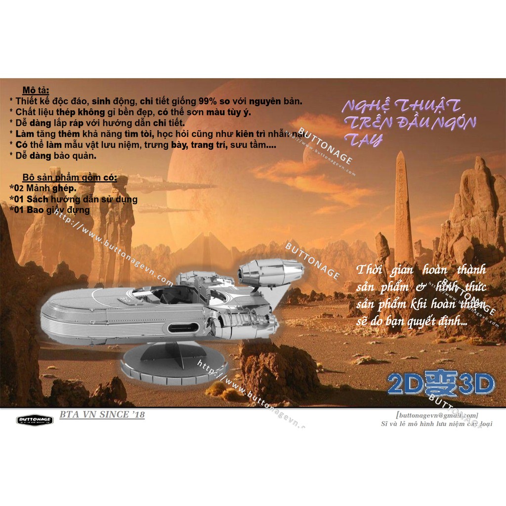 Mô Hình Lắp Ráp 3d Tàu Đệm Không Gian Landspeeder X-34