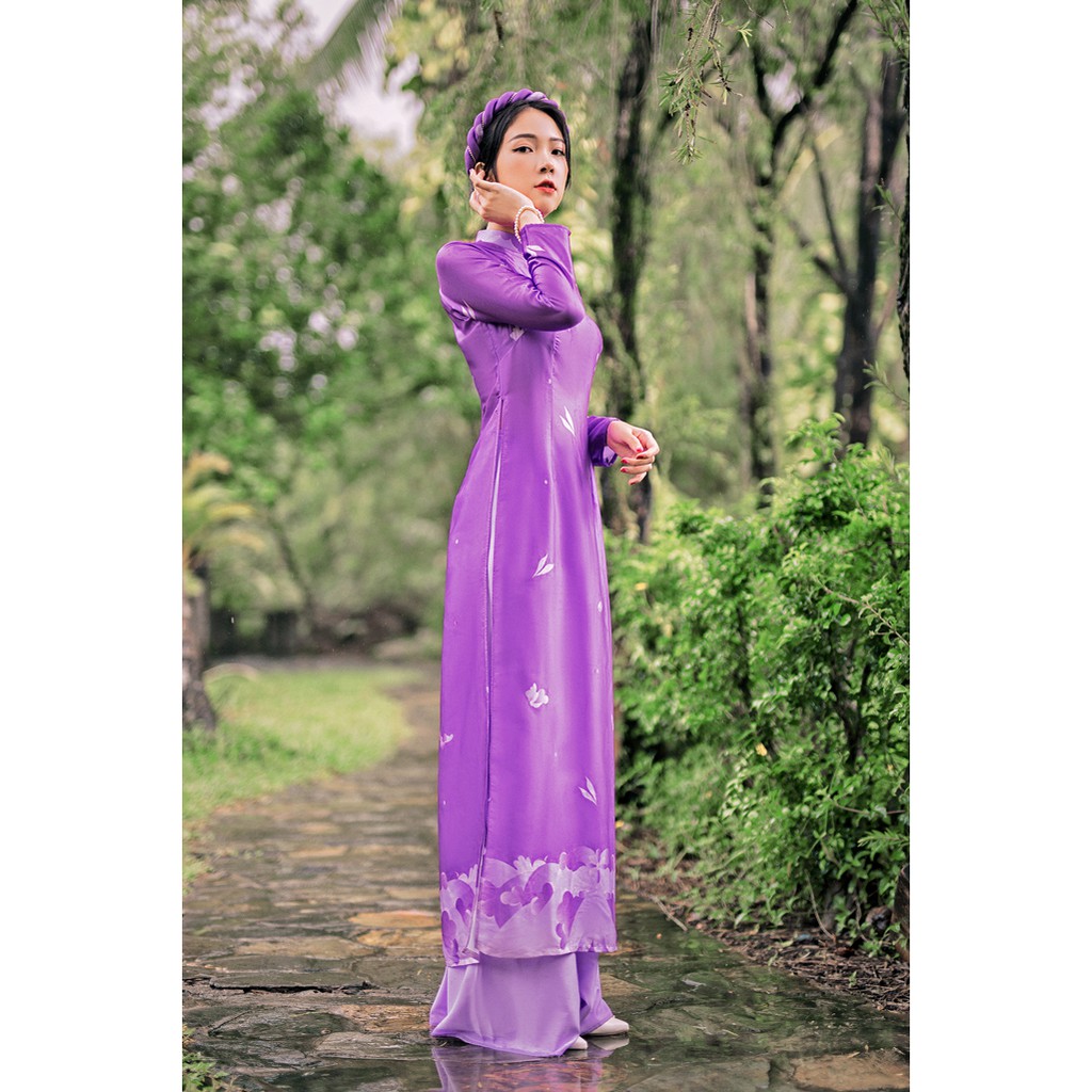 Sumire Store Áo dài in Truyền thống Diên Phúc Tím