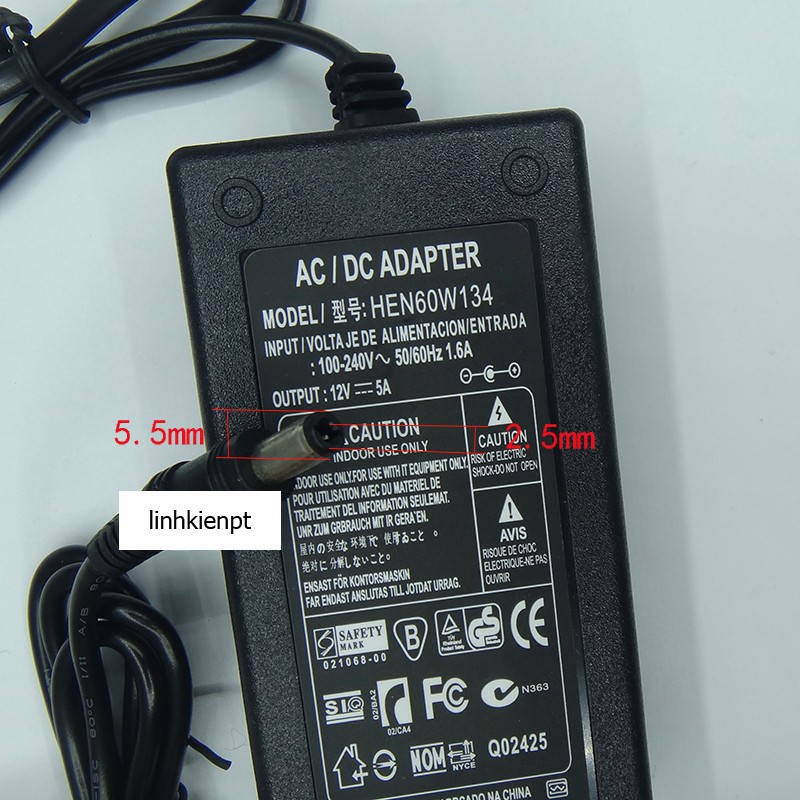 Adapter adaptor nguồn 3A 4A nguồn DC 12V 5A