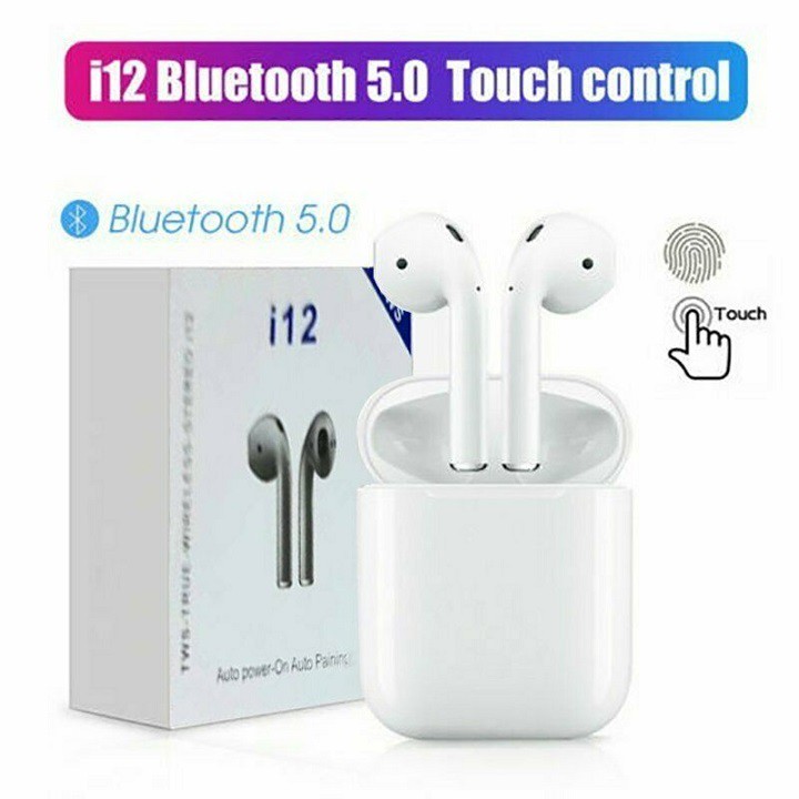 [Mã ELFLASH5 giảm 20K đơn 50K] Tai Nghe Bluetooth i12 TWS V5.0 Cảm Biến Vân Tay Như Airpod