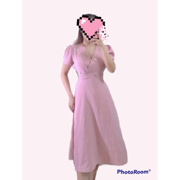 Thanh lý/ Pass đầm maxi hồng đính đá Monoco new 100%