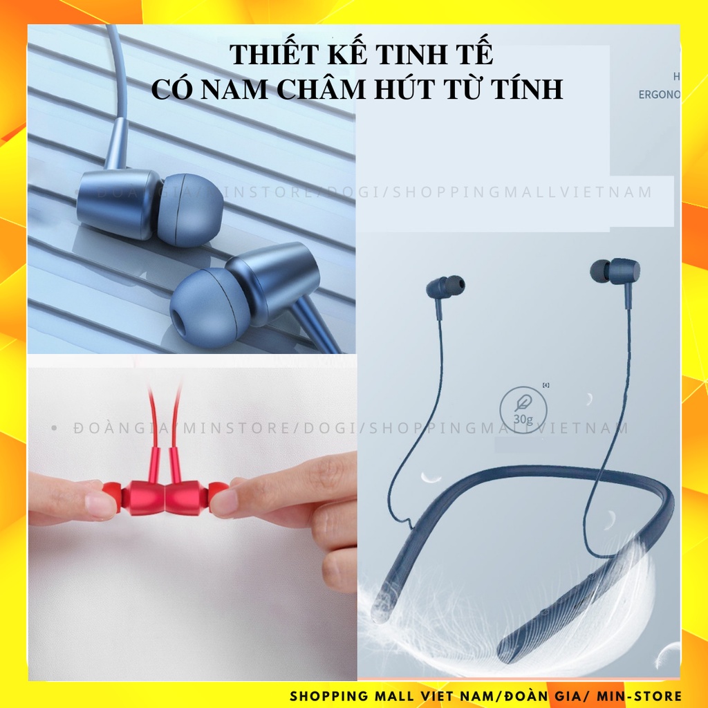 Tai nghe bluetooth không dây đeo cổ DOGITEK F90 dung lượng cao ,kiểu dáng thể thao, âm thanh nổi kèm từ tính