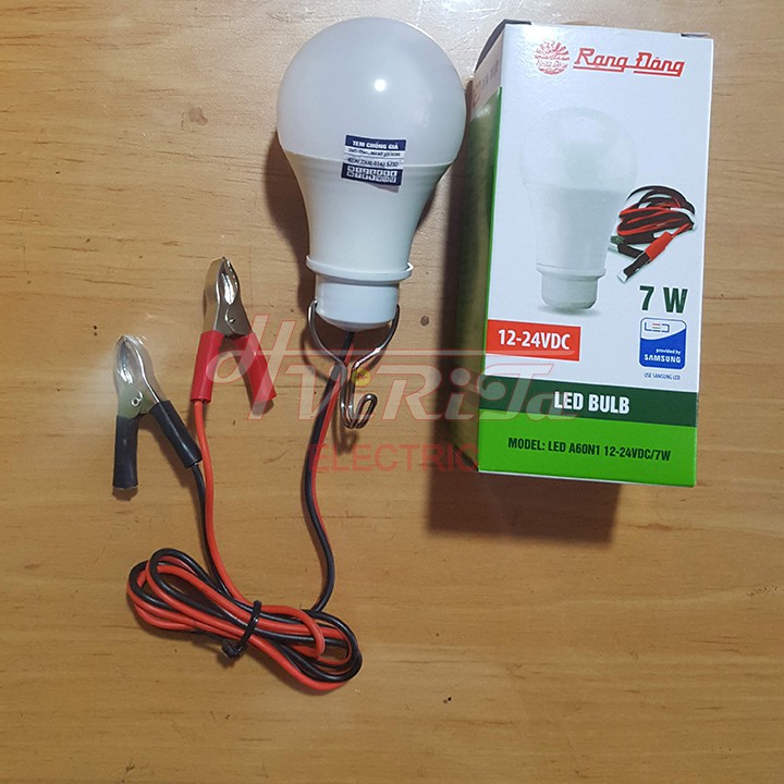 Bóng Đèn LED Rạng Đông Kẹp Bình Ắc Quy 12V - 24V DC 7W