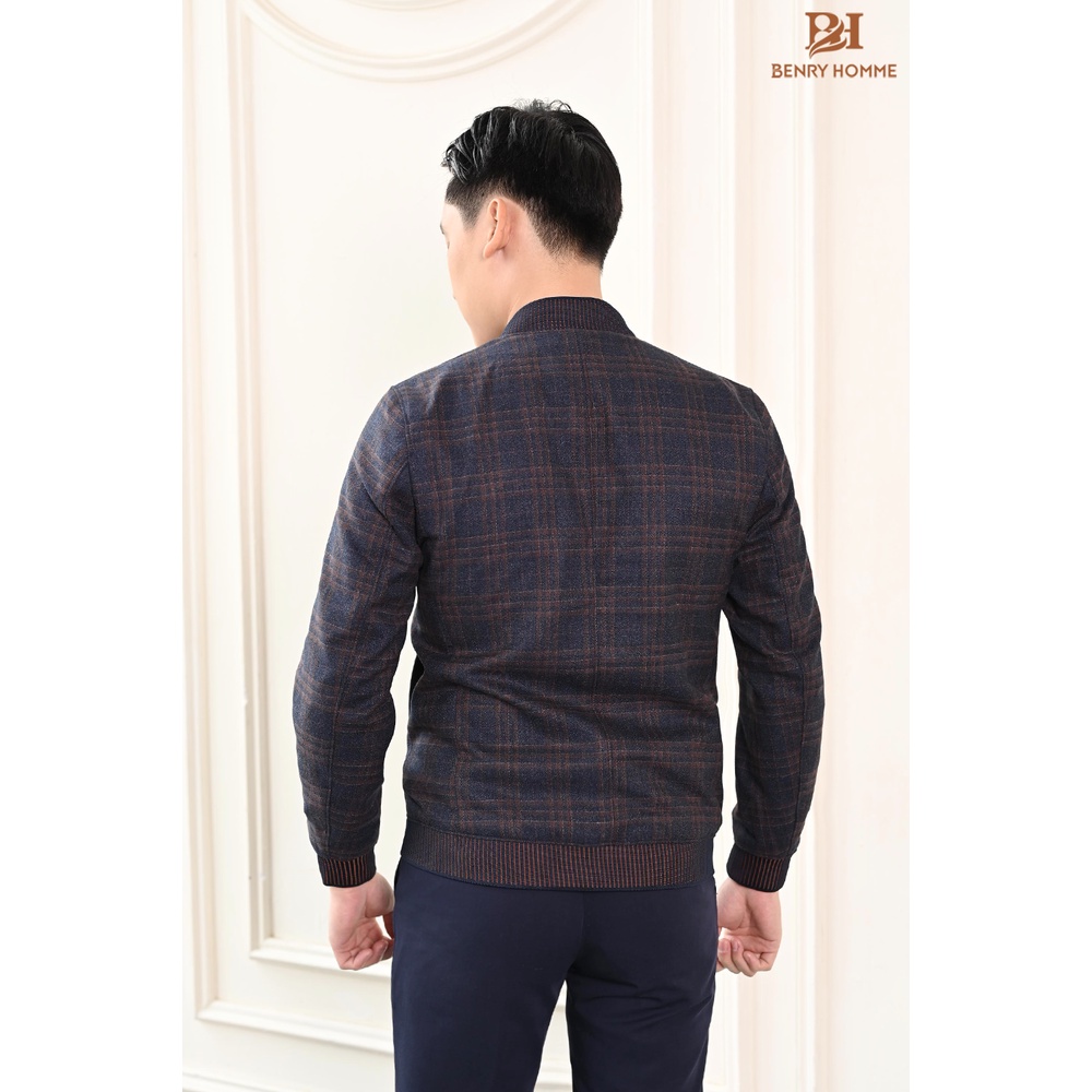 Áo khoác Bomber Nam Benry Homme, Chất liệu dạ lông cừu mỏng, Bề mặt vải Lỳ mịn, Sản Phẩm Chính Hãng Hàn Quốc