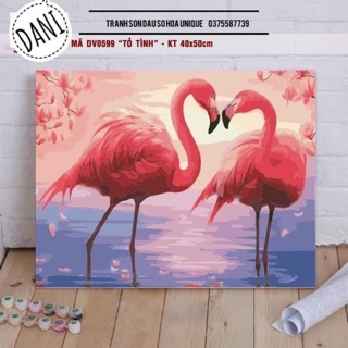 Tranh số hoá tự tô - Tranh hồng hạc - có sẵn- đã căng khung DIY